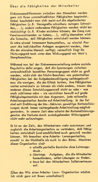 Über die Fähigkeiten der Mitarbeiter